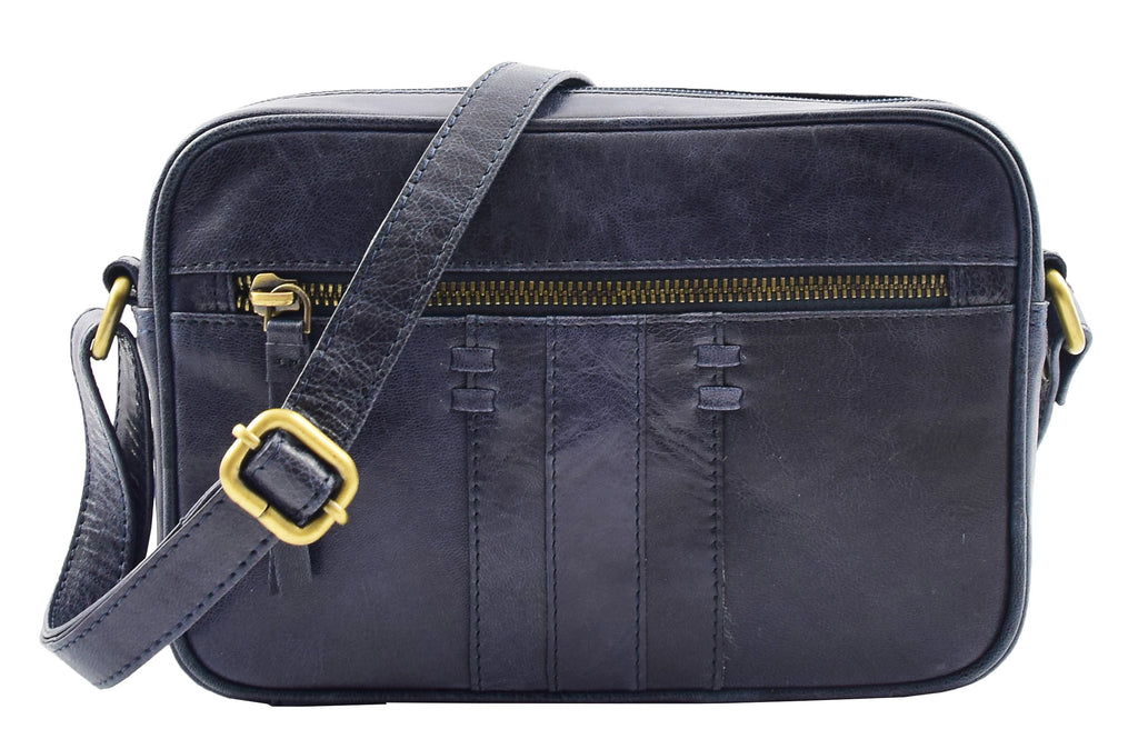 DR345 Women's Real Leather Small Cross Body Bag Navy 6