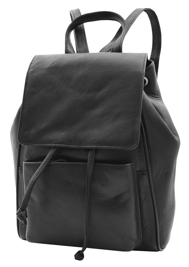 DR348 Real Leather Classic Travel Backpack Black 6