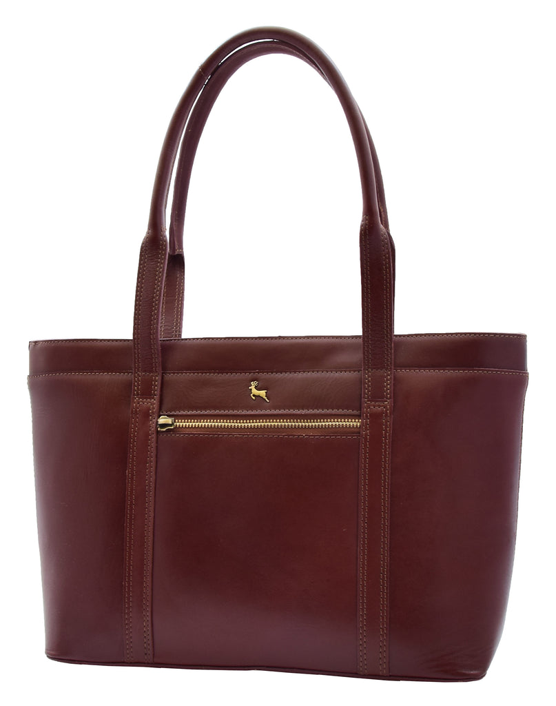 DR302 Women’s Genuine Cowhide Leather Shoulder Bag Shopper Handbag Chestnut 7