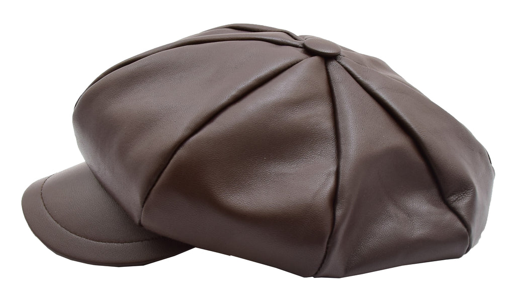DR399 Women's Real Leather Peaked Cap Ballon Brown 5
