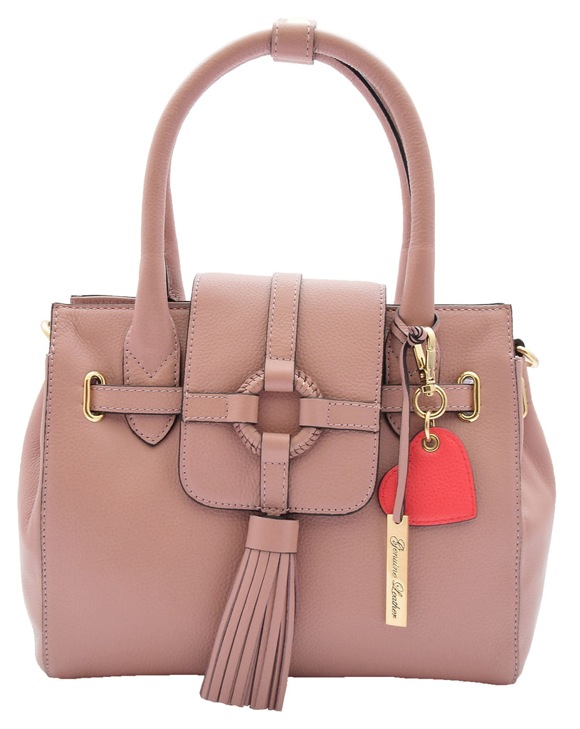 DR305 Women's Genuine Leather Shoulder Hobo Handbag Dress Bag Rose 9