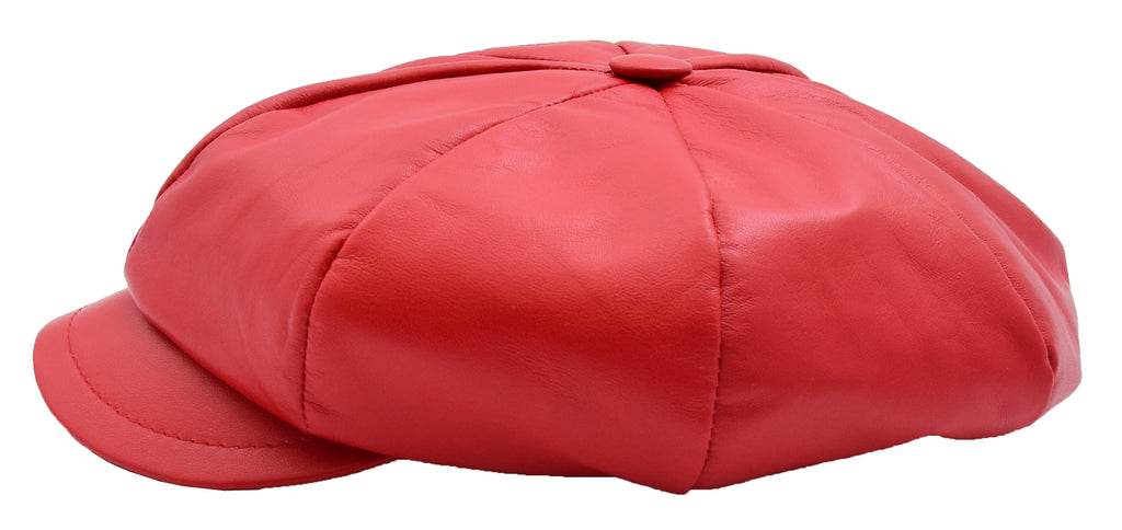DR399 Women's Real Leather Peaked Cap Ballon Red 6