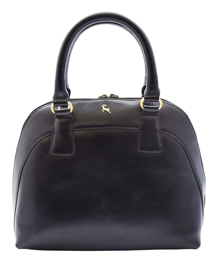 DR303 Women's Doctor Style Leather Handbag Hobo Bag Organiser Black 2