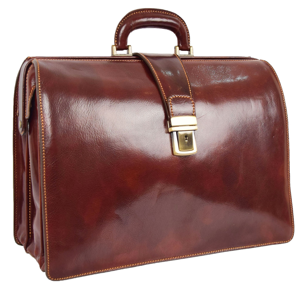 DR479 Real Leather Doctors Briefcase Gladstone Bag Brown 5