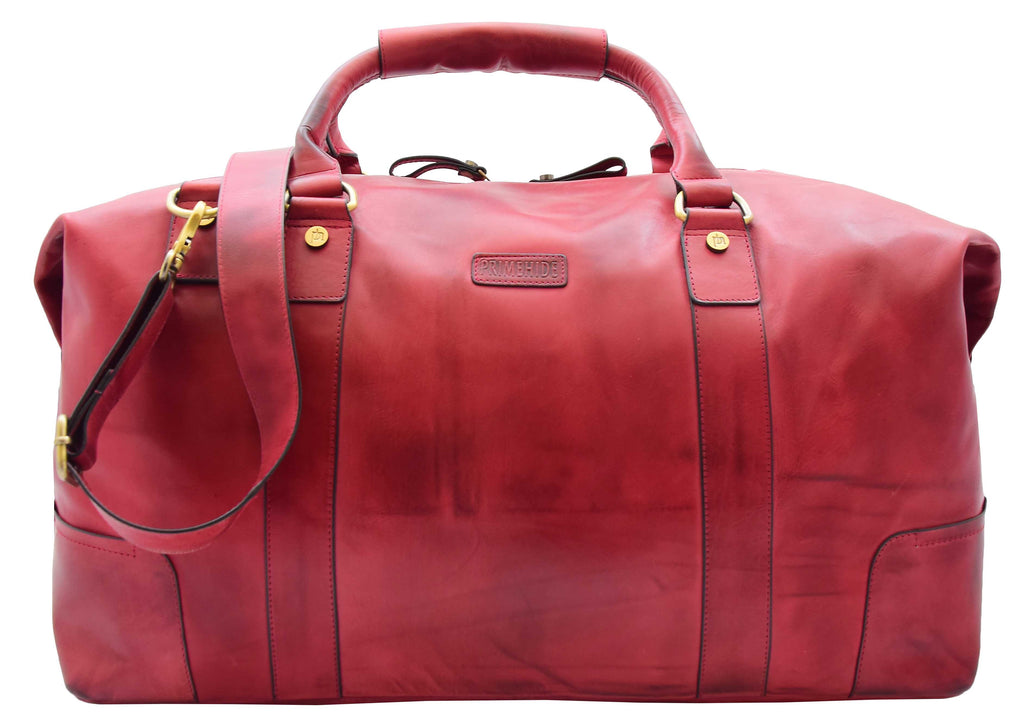 DR324 Genuine Leather Holdall Travel Weekend Duffle Bag Bordo 8