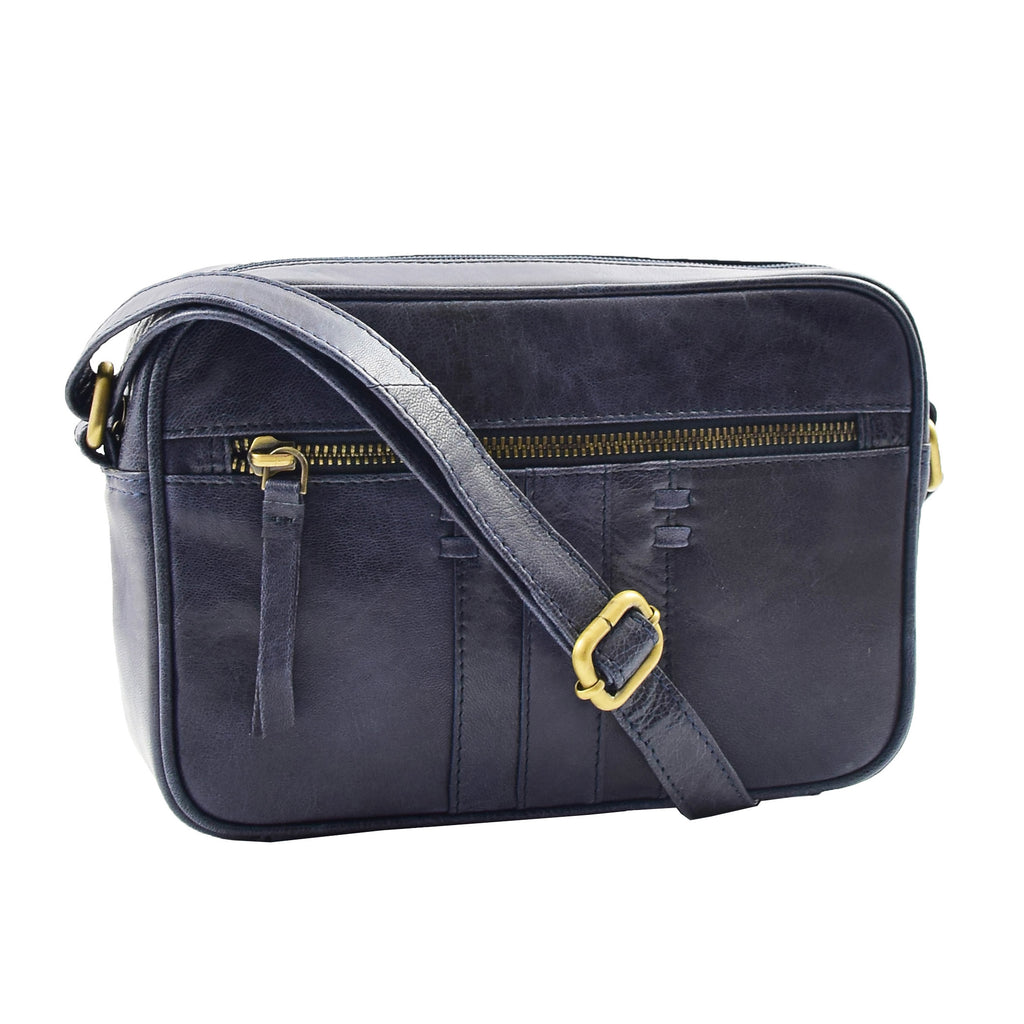 DR345 Women's Real Leather Small Cross Body Bag Navy 1