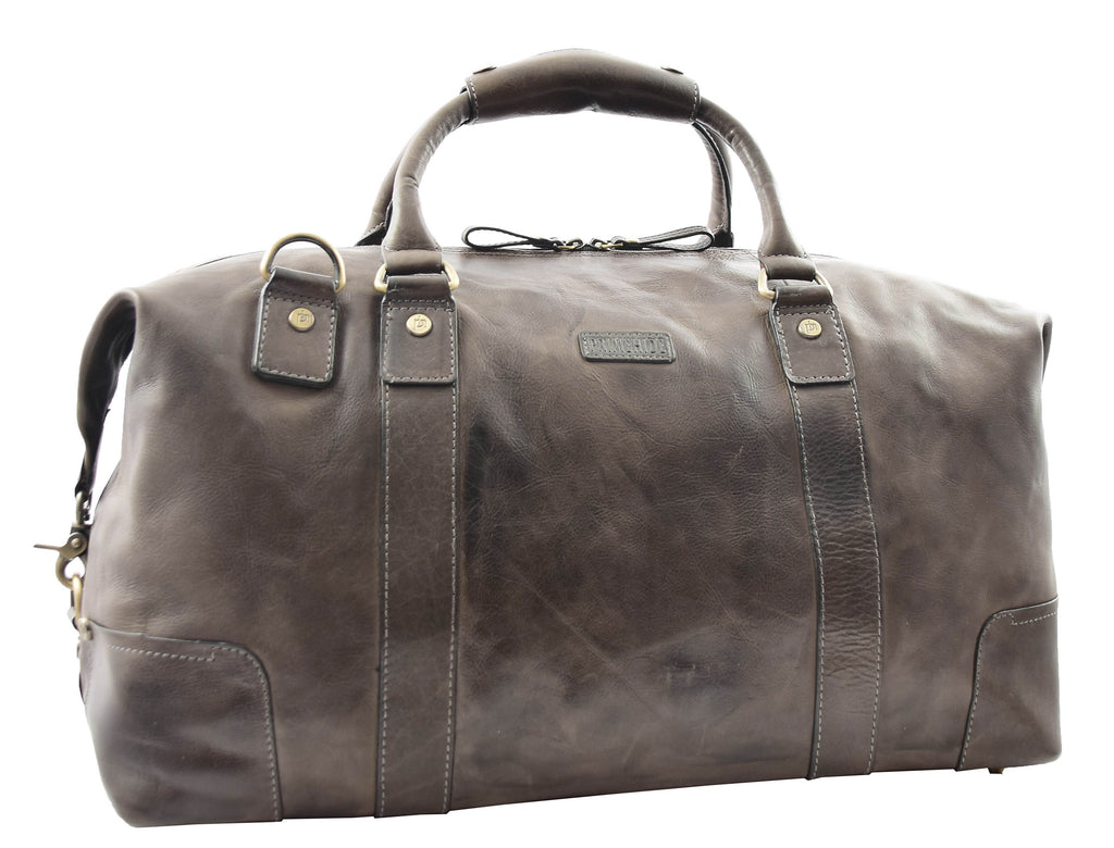 DR324 Genuine Leather Holdall Travel Weekend Duffle Bag Tan 7