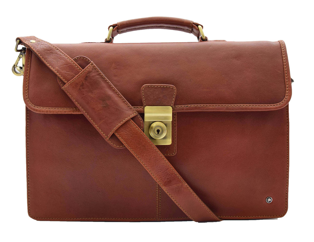 DR331 Men's Leather Slimline Briefcase Business Bag Brown 9