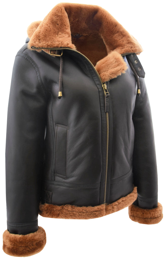 DR248 Women's Real Sheepskin Winter Warm Jacket Ginger 7
