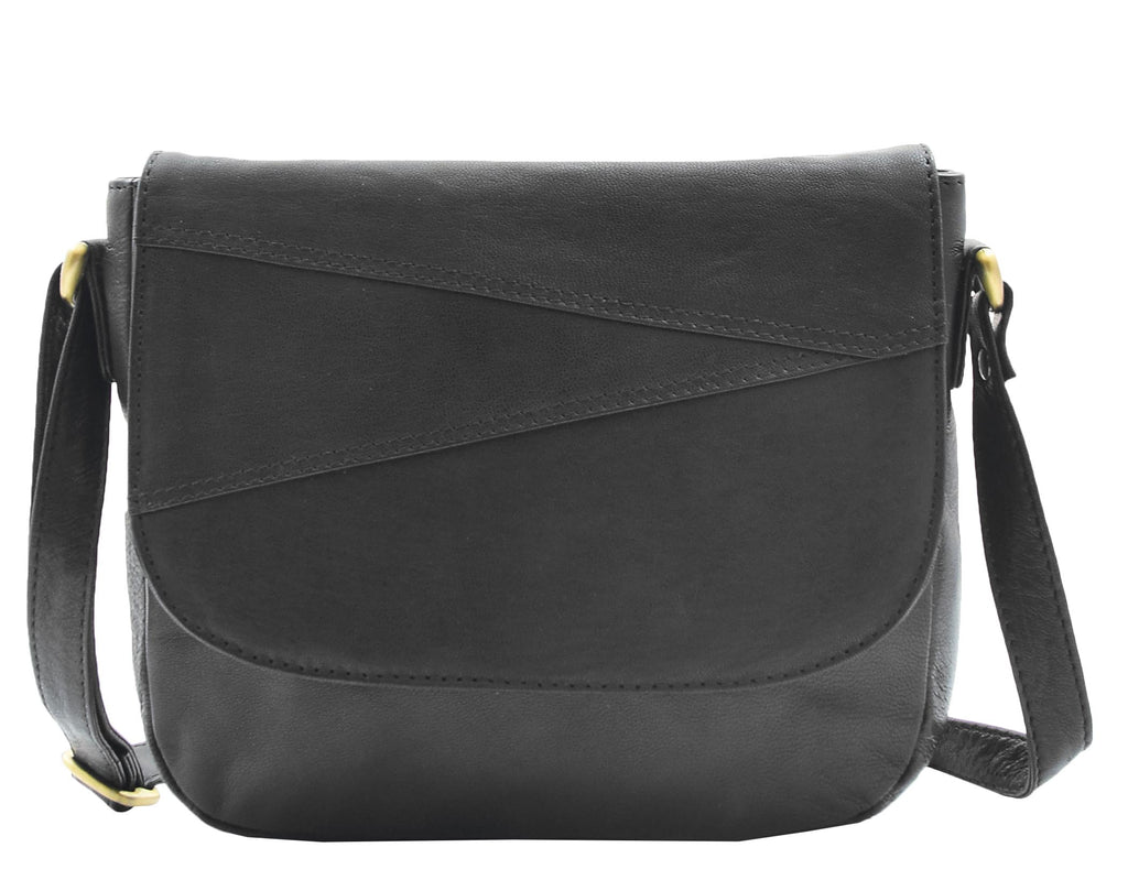 DR346 Women's Leather Small Cross Body Bag Black 6