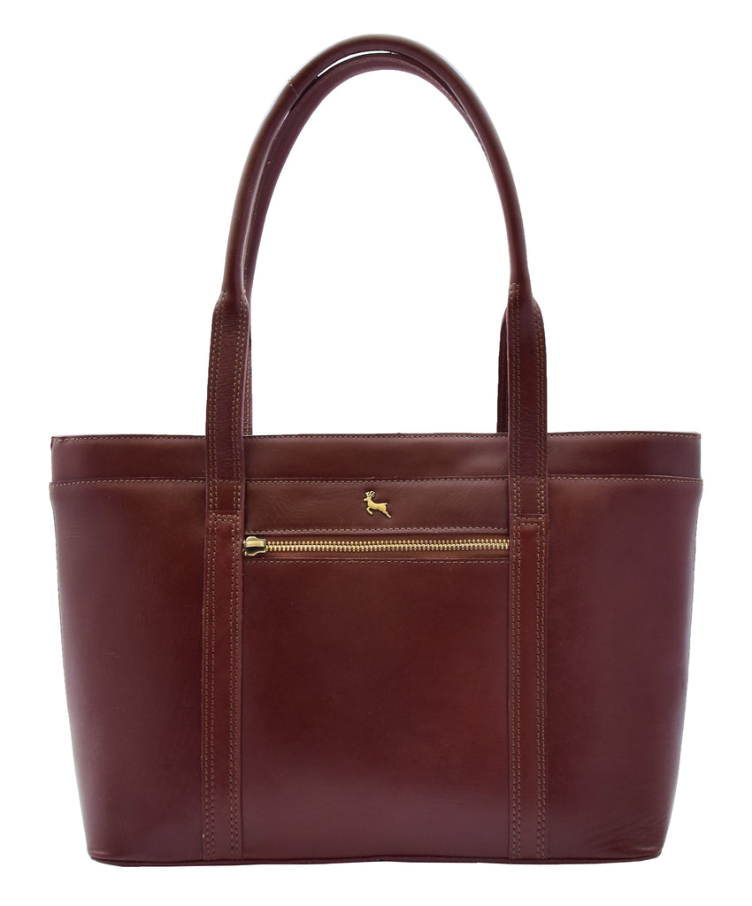 DR302 Women’s Genuine Cowhide Leather Shoulder Bag Shopper Handbag Chestnut 8