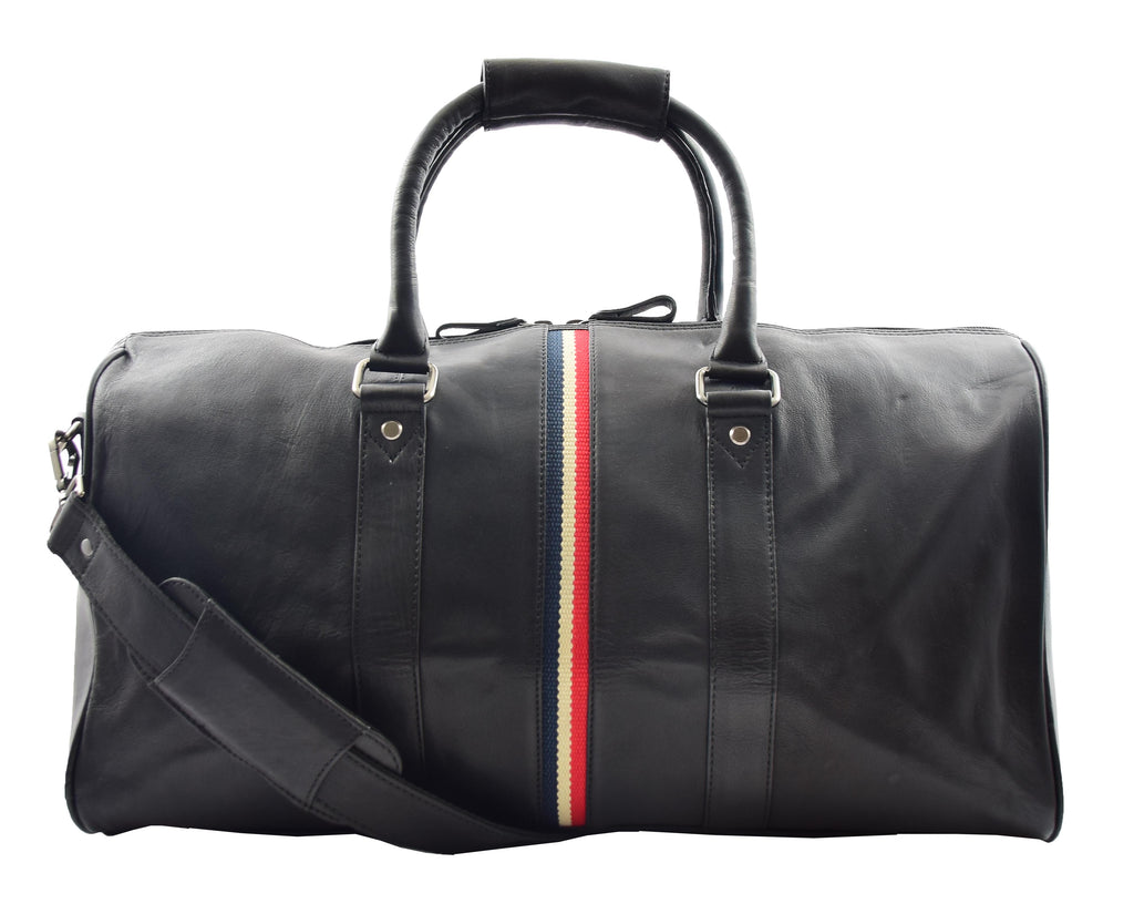DR349 Real Leather Holdall Overnight Bag Black 8
