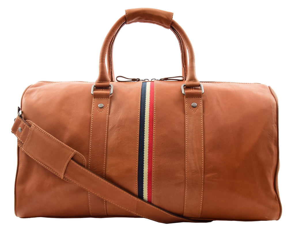 DR349 Real Leather Holdall Overnight Bag Cognac 7