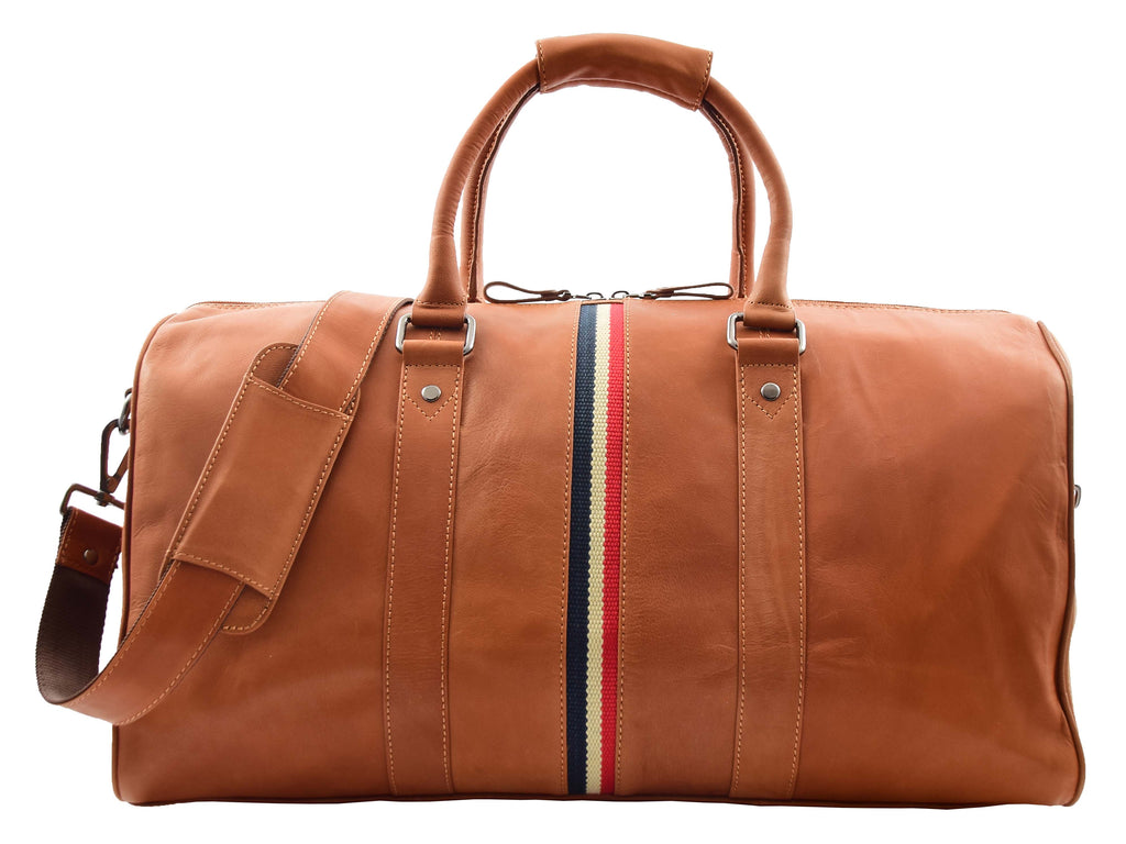 DR349 Real Leather Holdall Overnight Bag Cognac 8
