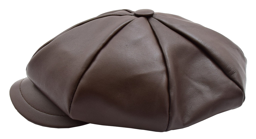 DR399 Women's Real Leather Peaked Cap Ballon Brown 6