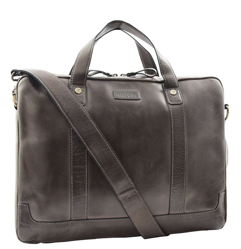 DR323 Real Soft Leather Satchel Vintage Black Briefcase Office Bag 8