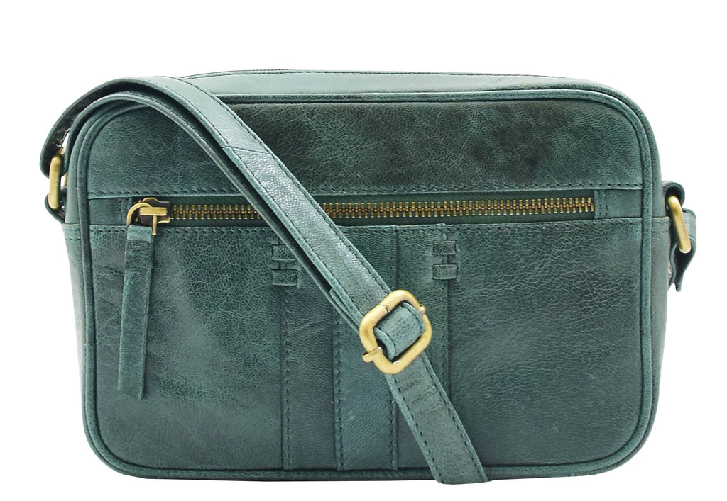 DR345 Women's Real Leather Small Cross Body Bag Green 7