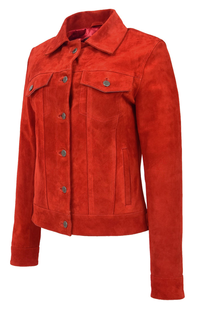 DR213 Women's Retro Classic Levi Style Leather Jacket Red 2