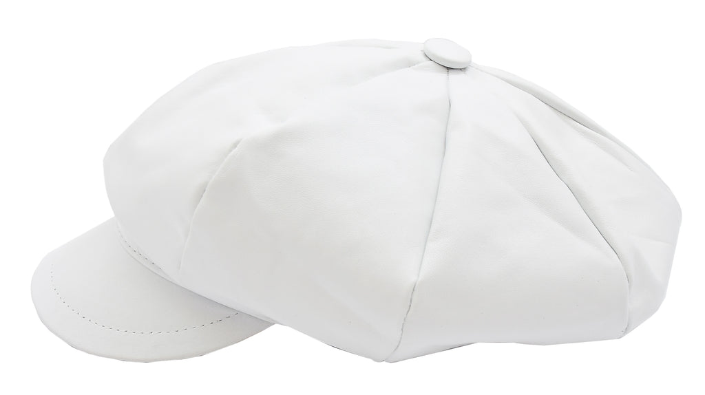 DR399 Women's Real Leather Peaked Cap Ballon White 7