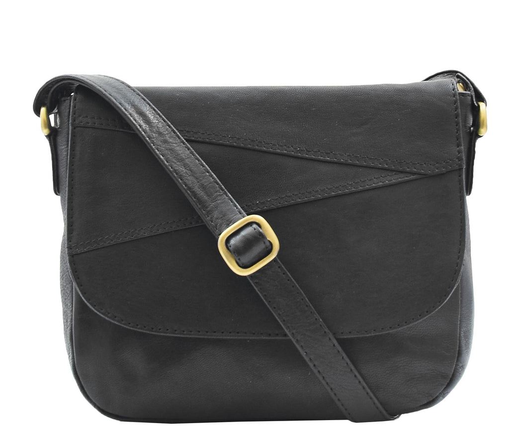 DR346 Women's Leather Small Cross Body Bag Black 7