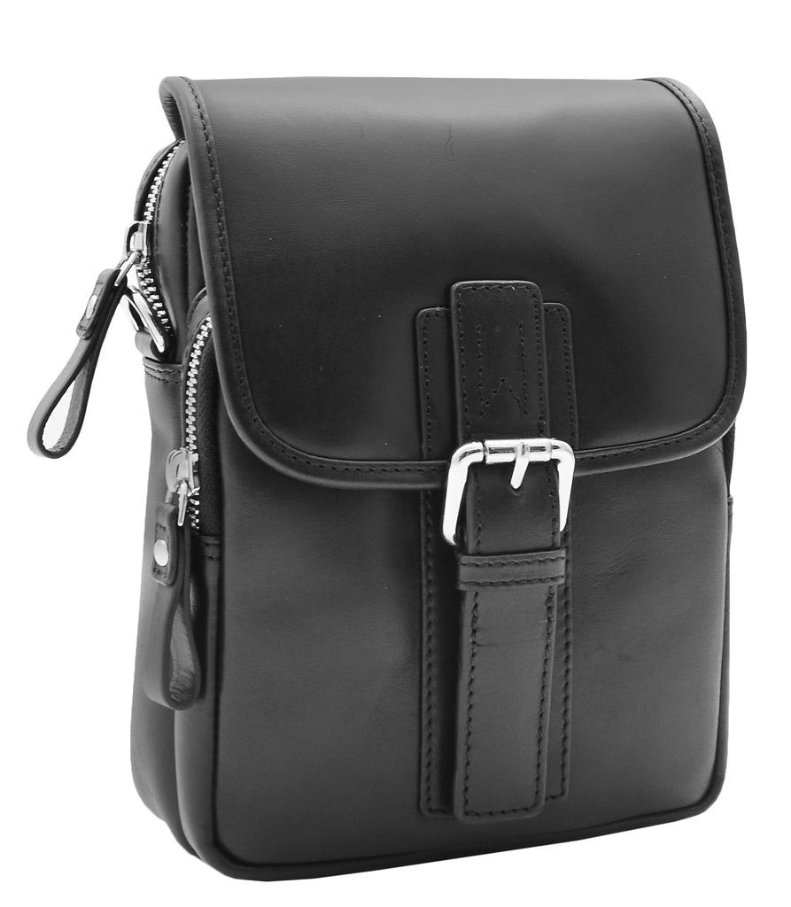 DR386 Men's Smart Crossbody Bag Genuine Leather Messenger Black 6