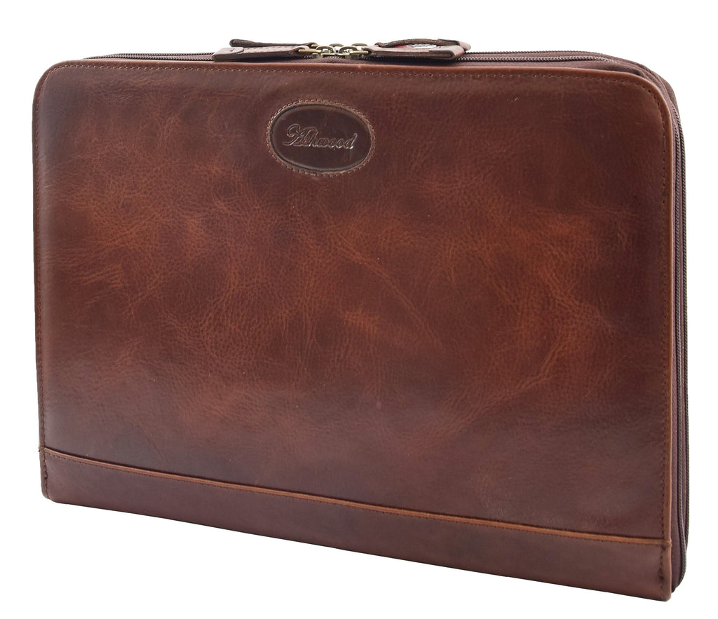 DR293 Real Leather Portfolio Case A4 Document Holder Brown 3