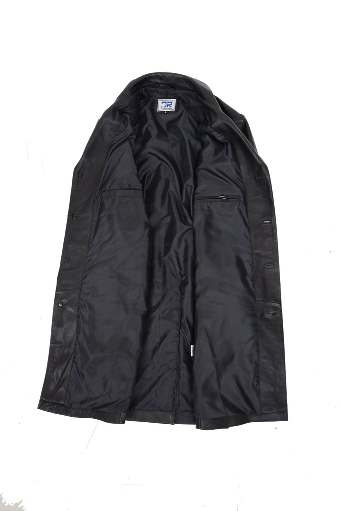 DR122 Men's Sheep Leather Coat Buttoned Black 6