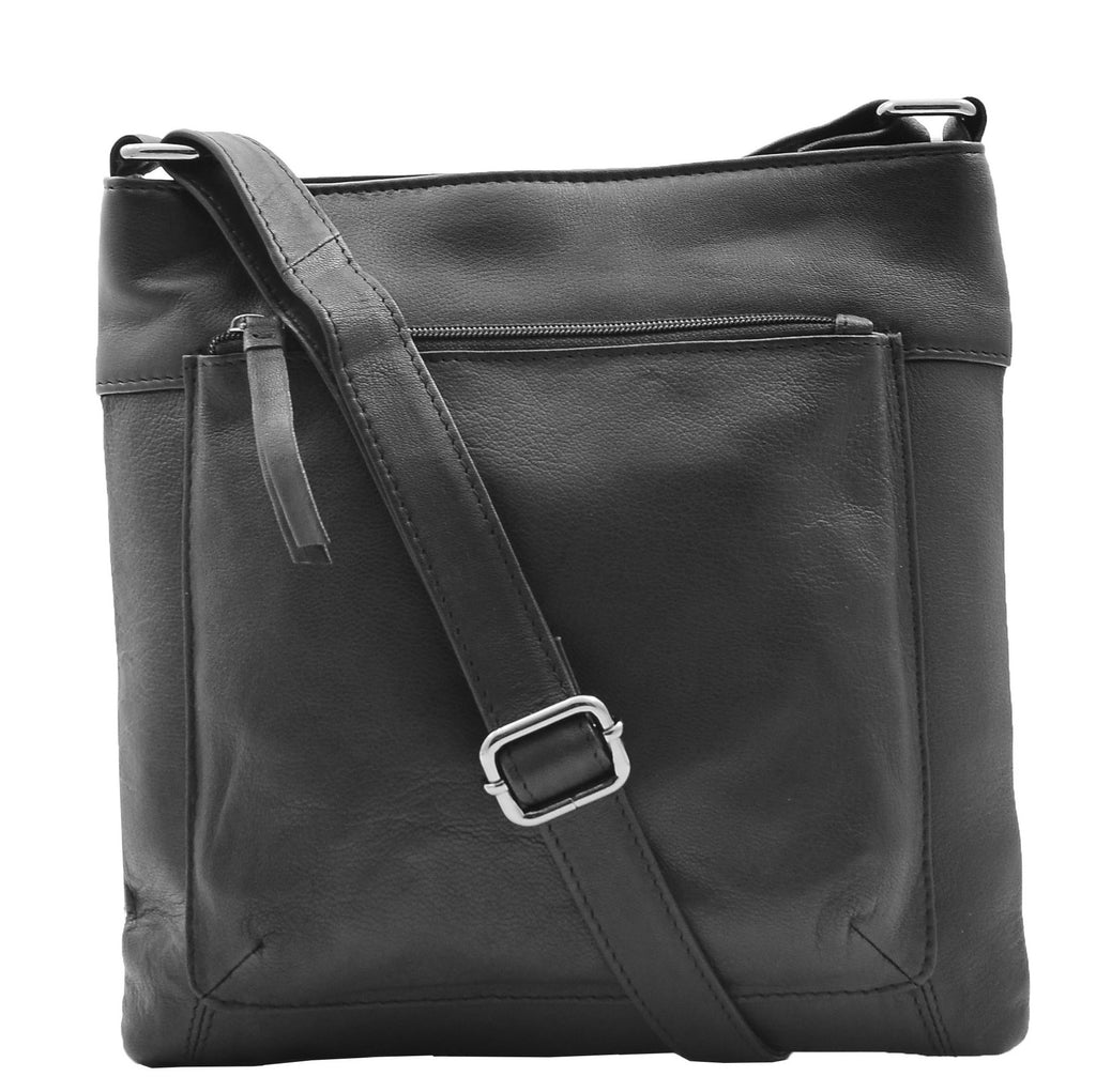DR343 Women's Soft Leather Cross Body Slim Bag Black 3