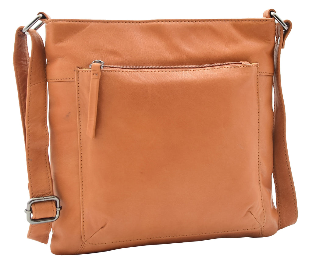 DR343 Women's Soft Leather Cross Body Slim Bag Cognac 6