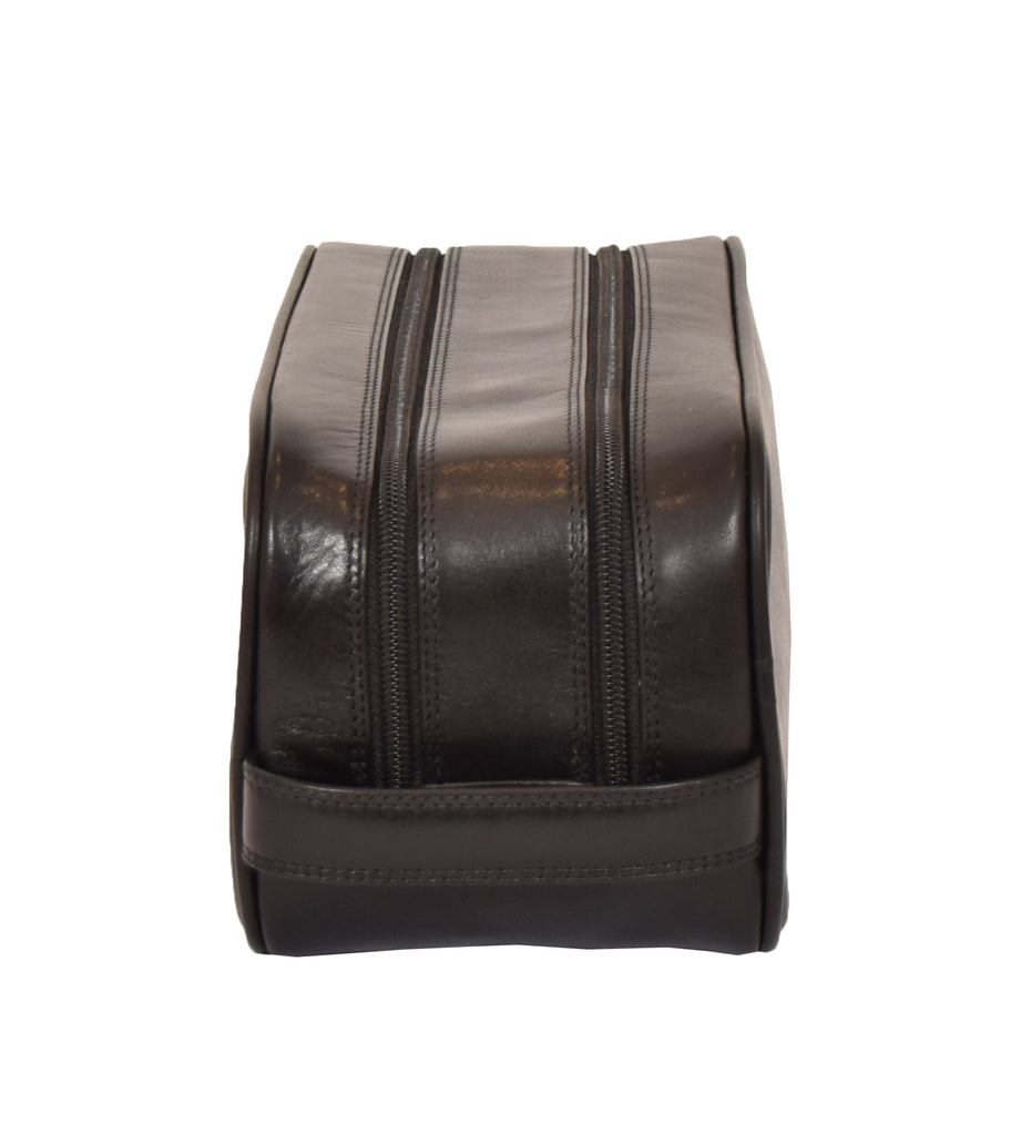 DR379 Real Leather Wash Bag Travel Toiletry Wrist Bag Black 5