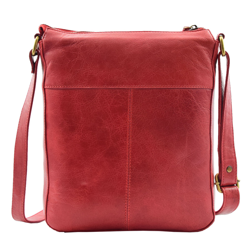 DR344 Women's Leather Cross Body Messenger Bag Red 8