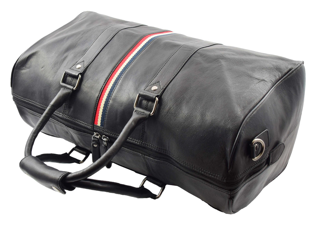 DR349 Real Leather Holdall Overnight Bag Black 9