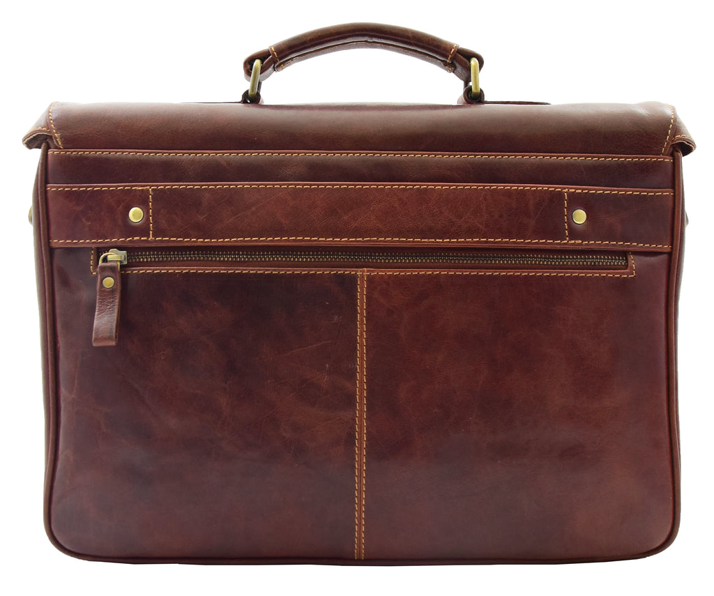 DR322 Men's Leather Messenger Briefcase Brown 10