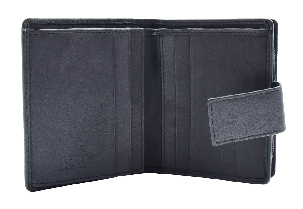 DR447 Women's Leather Purse Booklet Style Wallet Black 4