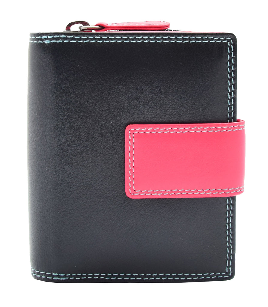 DR449 Women's Booklet Style Purse Leather Wallet Black 2