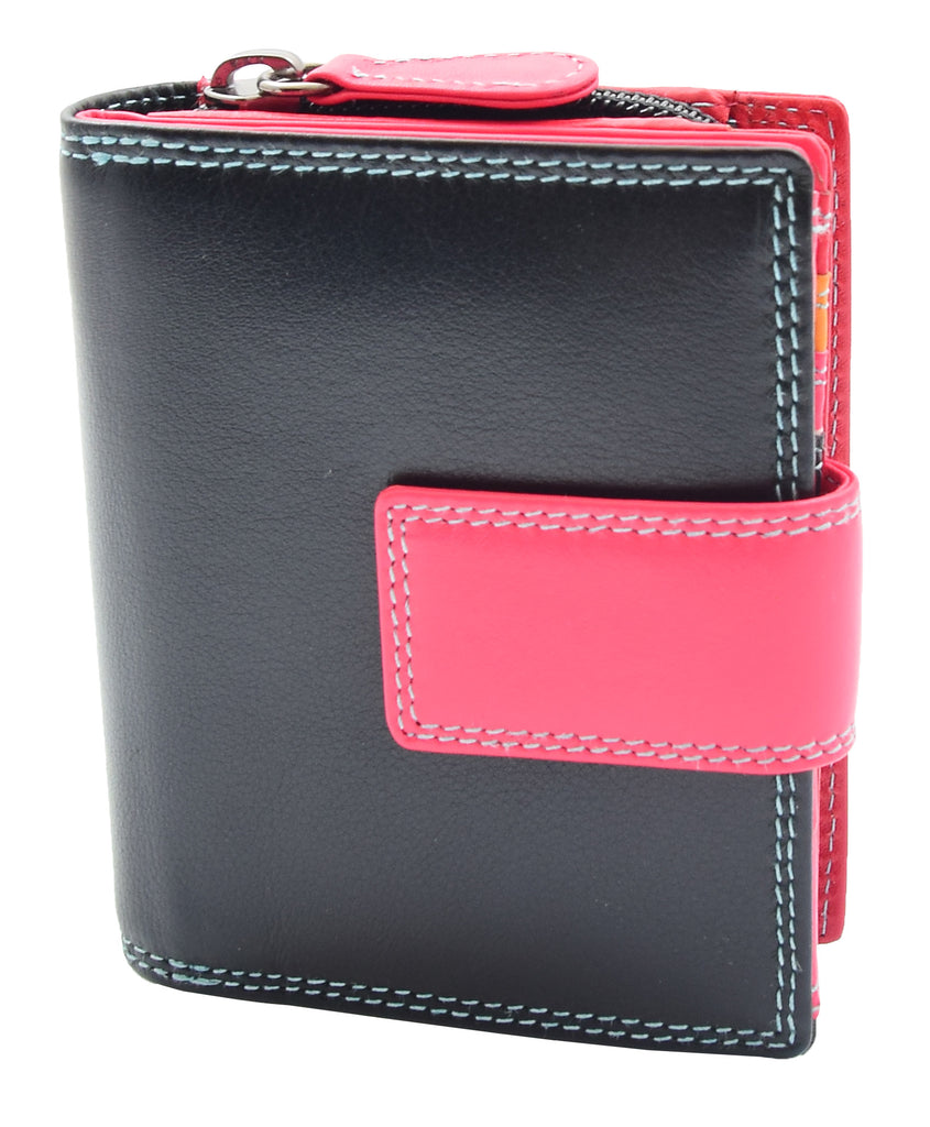 DR449 Women's Booklet Style Purse Leather Wallet Black 3