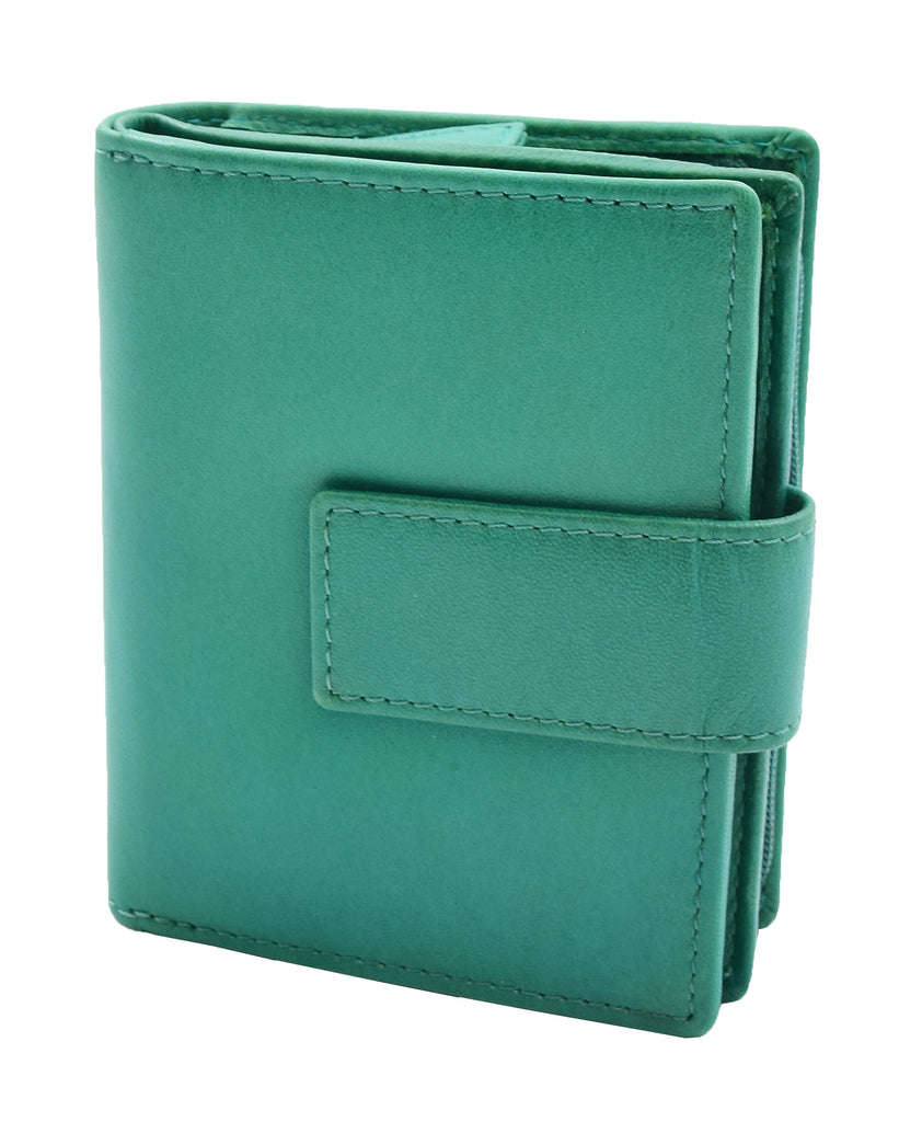 DR447 Women's Leather Purse Booklet Style Wallet Green 3