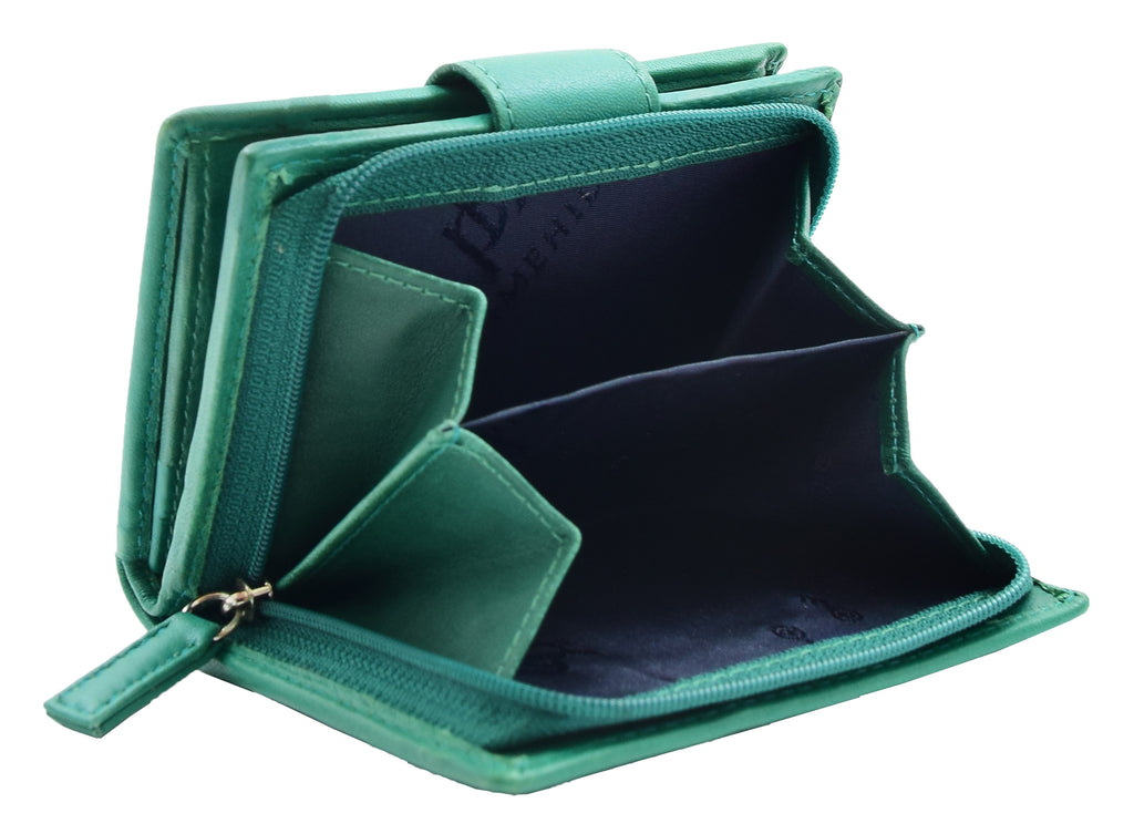 DR447 Women's Leather Purse Booklet Style Wallet Green 6