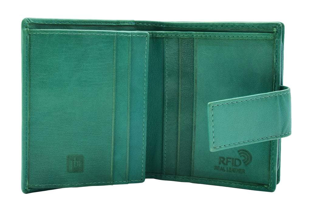 DR447 Women's Leather Purse Booklet Style Wallet Green 4