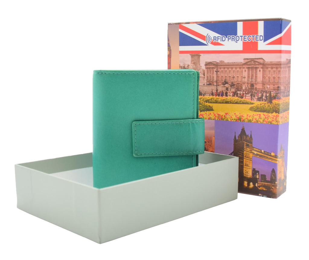DR447 Women's Leather Purse Booklet Style Wallet Green 7