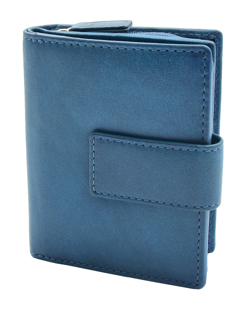 DR447 Women's Leather Purse Booklet Style Wallet Blue 3