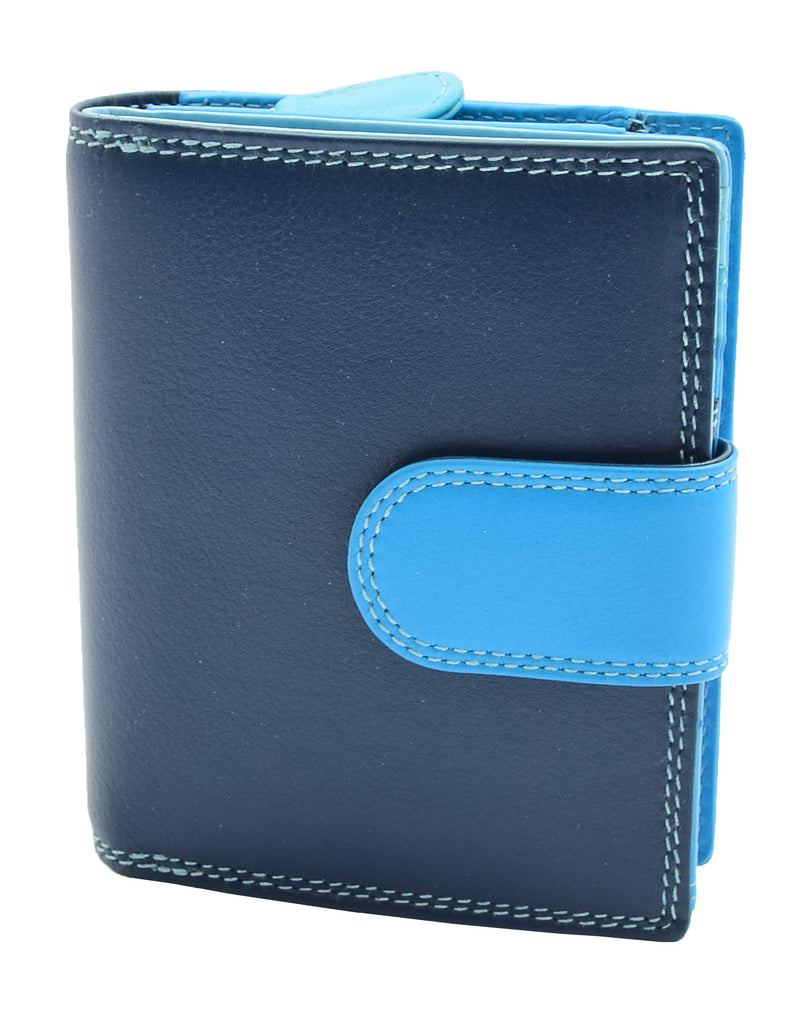 DR449 Women's Booklet Style Purse Leather Wallet Blue 3