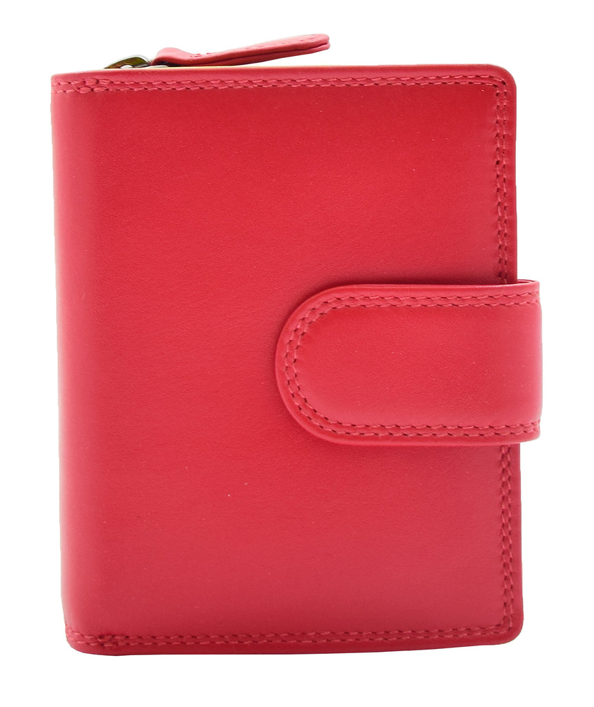 DR449 Women's Booklet Style Purse Leather Wallet Red 2