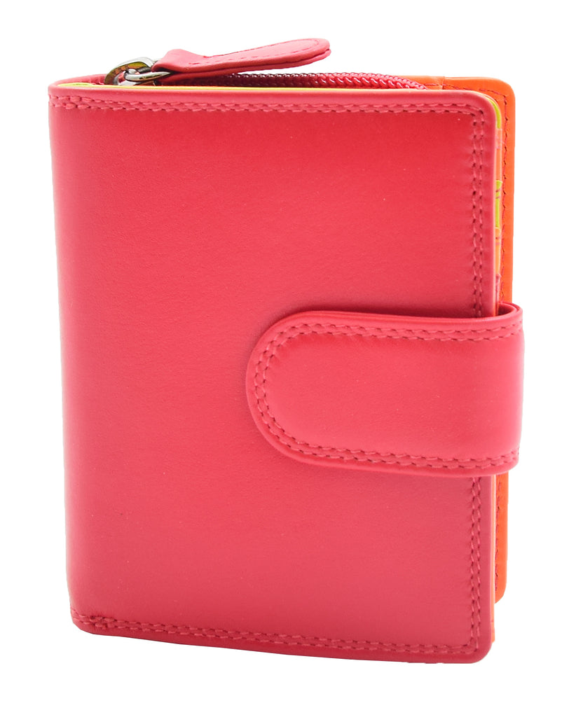 DR449 Women's Booklet Style Purse Leather Wallet Red 3