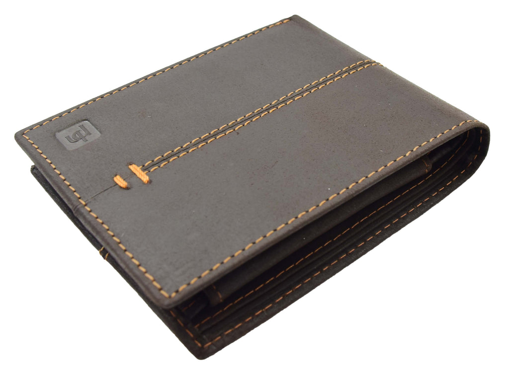 DR443 Men's Hunter Leather Slim Bifold Wallet Brown 3