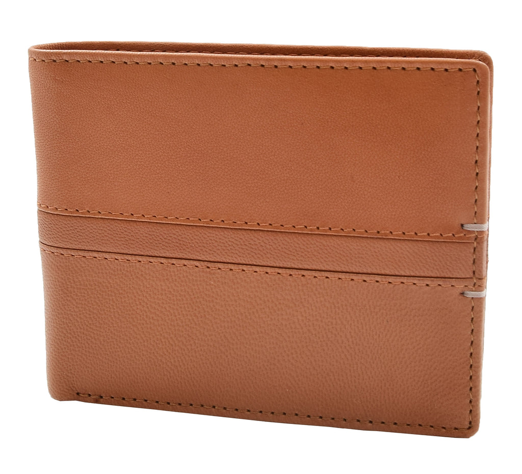 DR442 Men's Leather Wallet Slim Bifold Rfid Safe Credit Card Cognac 4