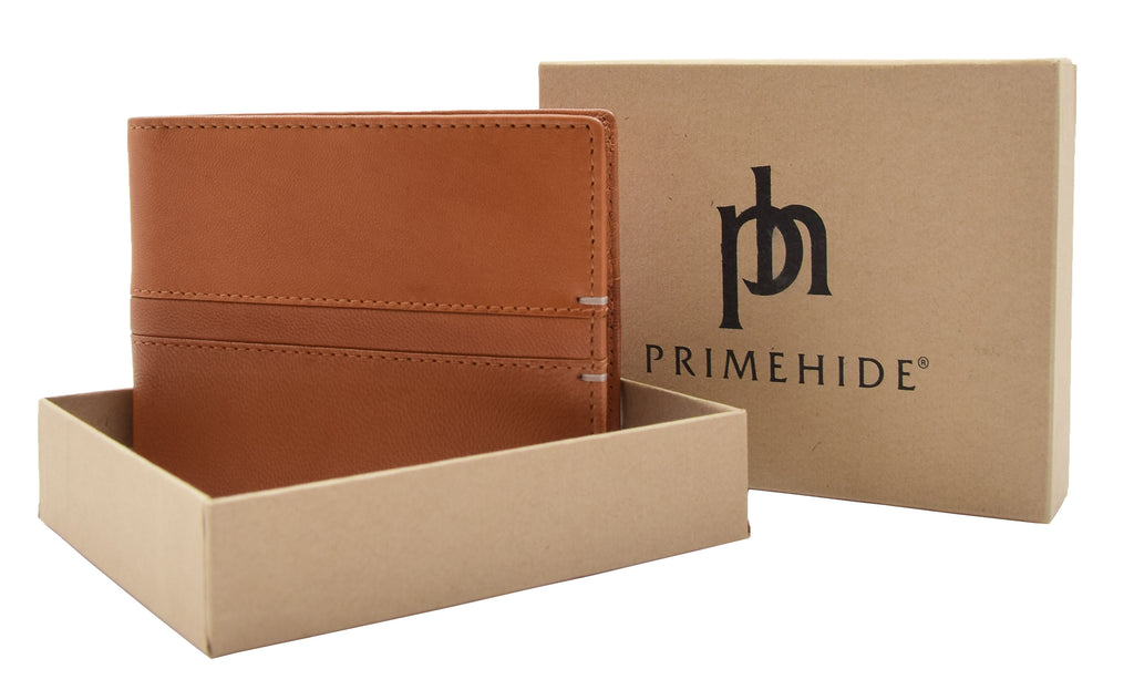 DR442 Men's Leather Wallet Slim Bifold Rfid Safe Credit Card Cognac 7