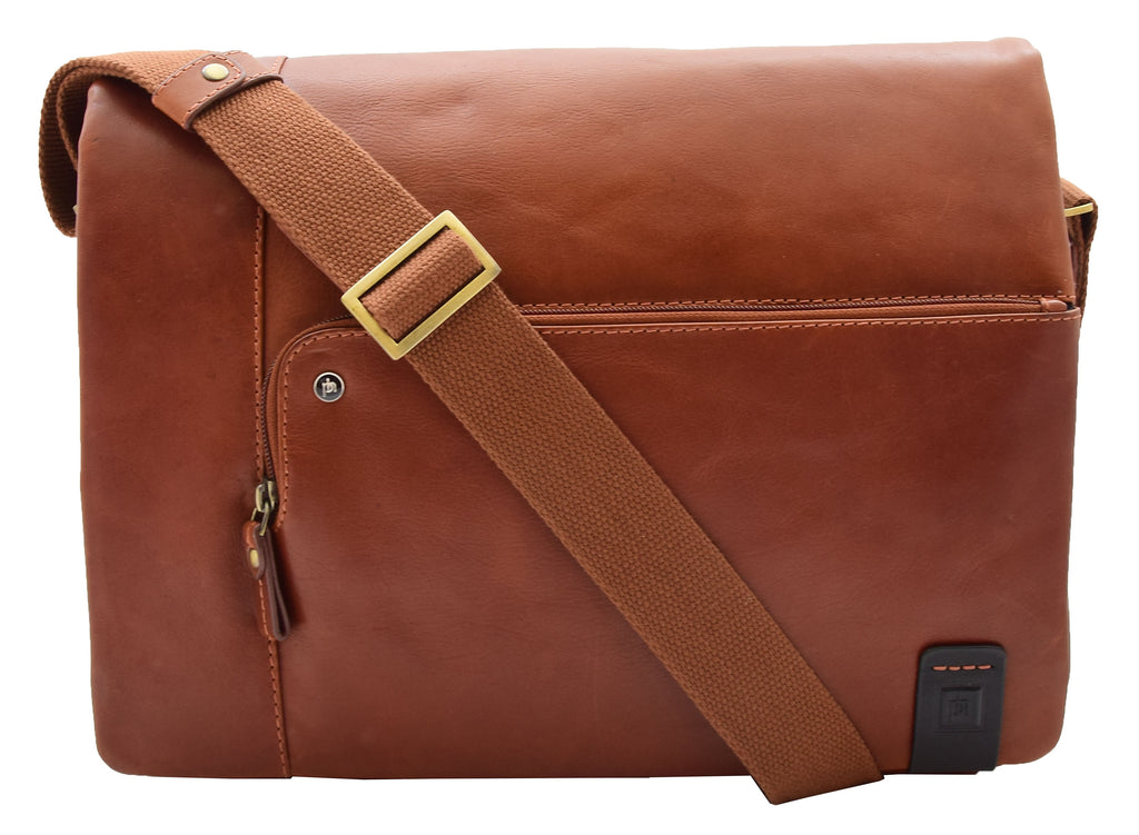 DR360 Men's Smart Casual Shoulder Leather Organiser Bag Chestnut 3