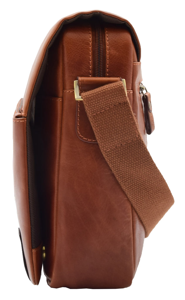 DR360 Men's Smart Casual Shoulder Leather Organiser Bag Chestnut 7