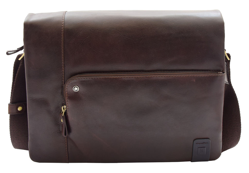 DR360 Men's Smart Casual Shoulder Leather Organiser Bag Brown 5